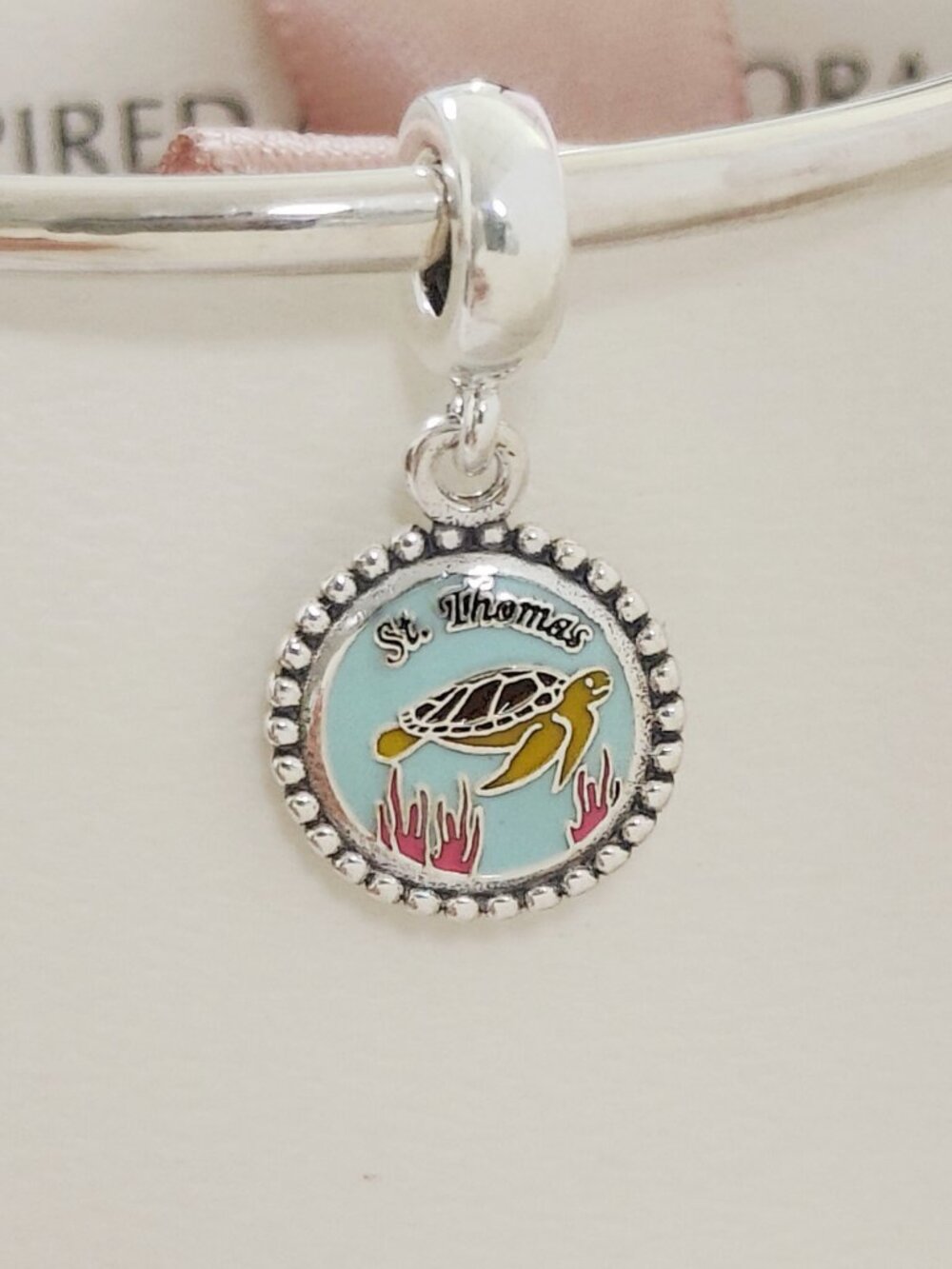 Pandora St. Thomas Sea Turtle Dangle Charm Exclusive Travel Pendant S925 Silver